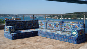 8'' Thickness L Sofa Set, Arabic Sofa Seating, Floor Pillow, Corner Floor Couch, Sectional Sofa Set