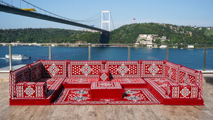 Floral Arabic Sofa, Moroccan Sofa, Modular Cushion, Garden Sofa Set, Bench Pillow Set, Corner Sofa Set, Bohemian Furniture