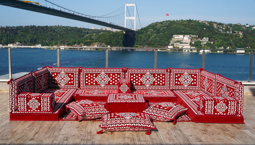 Floral Arabic Sofa, Moroccan Sofa, Modular Cushion, Garden Sofa Set, Bench Pillow Set, Corner Sofa Set, Bohemian Furniture