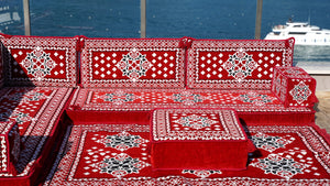 Floral Patterned Seating Set, Indoor Floor Couch, Modular Design Floor Cushion, Garden Sofa Set