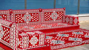Floral Patterned Seating Set, Indoor Floor Couch, Modular Design Floor Cushion, Garden Sofa Set