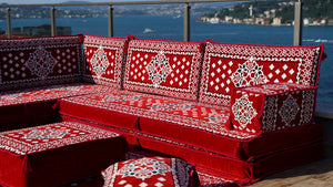 8 Zoll Dicke L Sofa Set, Marokkanische Sofas, Ecksofa-Set im arabischen Stil, Bodenkissen, Arabisches Majlis
