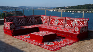8 Zoll Dicke L Sofa Set, Marokkanische Sofas, Ecksofa-Set im arabischen Stil, Bodenkissen, Arabisches Majlis