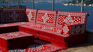 8 Zoll Dicke L Sofa Set, Marokkanische Sofas, Ecksofa-Set im arabischen Stil, Bodenkissen, Arabisches Majlis