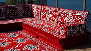 8 Zoll Dicke L Sofa Set, Marokkanische Sofas, Ecksofa-Set im arabischen Stil, Bodenkissen, Arabisches Majlis