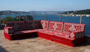 8 Zoll Dicke L Sofa Set, Marokkanische Sofas, Ecksofa-Set im arabischen Stil, Bodenkissen, Arabisches Majlis