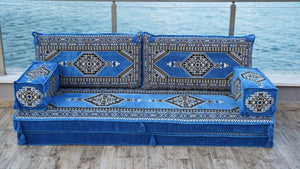 Blue Turkish Floor Seating, Meditation Reading Sofa, Single Sofa Sets, Arabic Majlis, Oriental Floor Cushion, Sectional Sofa