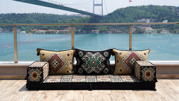 Living Room Sofa Couches, Modular Sectional Sofa with Ottoman Couch and Rug, Sofa Covers, Ethnic Floor Cushion, Sofa Slipcovers