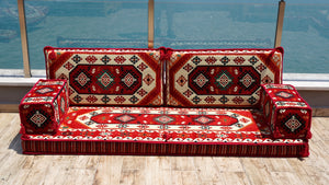 4" Thickness Red Arabic Sofa Floor Seating Set, Pallet Sofa, Floor Cushions, Sectional Sofa, Arabic Majilis, Ottoman Couch, Single Sofa Sets