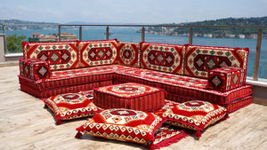 8'' Thickness L Sofa Set, Arabic Sofa Set, Oriental Floor Seating, Floor Cushions, Living Room Sofa, Arabic Majlis