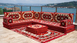 8'' Thickness L Sofa Set, Arabic Sofa Set, Oriental Floor Seating, Floor Cushions, Living Room Sofa, Arabic Majlis