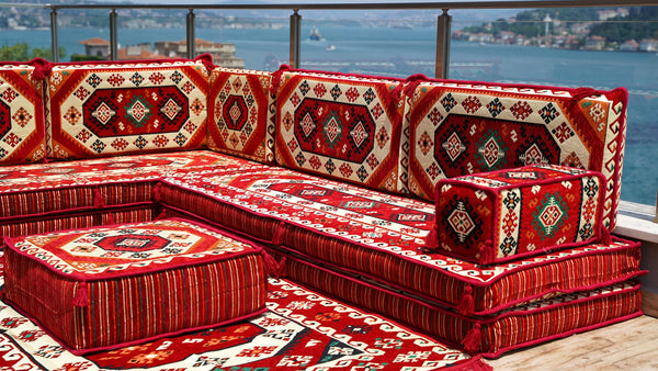 8'' Thickness L Sofa Set, Arabic Sofa Set, Oriental Floor Seating, Floor Cushions, Living Room Sofa, Arabic Majlis