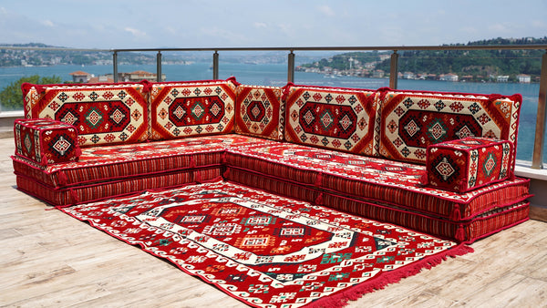 8'' Thickness L Sofa Set, Arabic Sofa Set, Oriental Floor Seating, Floor Cushions, Living Room Sofa, Arabic Majlis