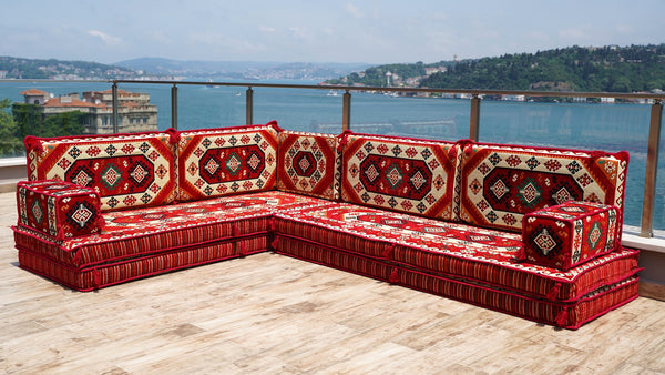 8'' Thickness L Sofa Set, Arabic Sofa Set, Oriental Floor Seating, Floor Cushions, Living Room Sofa, Arabic Majlis