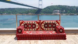 4" Thickness Red Arabic Sofa Floor Seating Set, Pallet Sofa, Floor Cushions, Sectional Sofa, Arabic Majilis, Ottoman Couch, Single Sofa Sets