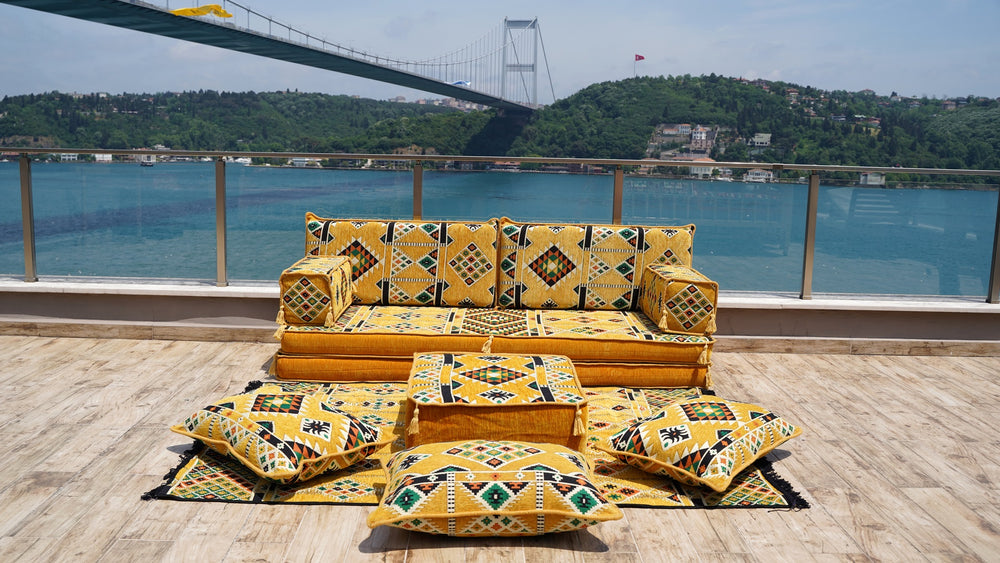 8'' Thickness Sofa Set, Ethnic Cushions, Terrace Garden Couches, Floor Sofa Seating, Arabic Majlis