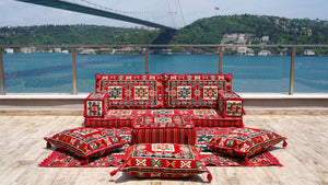 أريكة أرضية عربية، طقم أريكة أرضية تقليدية، أريكة مقسمة مع أريكة عثمانية وسجادة، طقم أريكة أرضية عربية، سجادة يوغا وتأمل