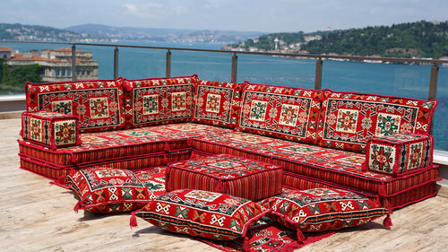 8'' Thickness L Sofa Set, Floor Couch, Oriental Floor Seating, Seating Sofa, Ethnic Sofa,Bohemian Furniture