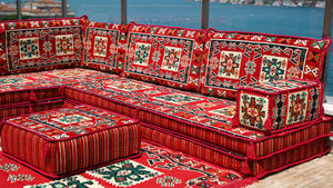 8'' Thickness L Sofa Set, Floor Couch, Oriental Floor Seating, Seating Sofa, Ethnic Sofa,Bohemian Furniture