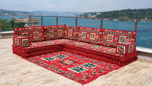 8'' Thickness L Sofa Set, Floor Couch, Oriental Floor Seating, Seating Sofa, Ethnic Sofa,Bohemian Furniture