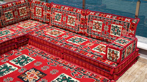 8'' Thickness L Sofa Set, Floor Couch, Oriental Floor Seating, Seating Sofa, Ethnic Sofa,Bohemian Furniture