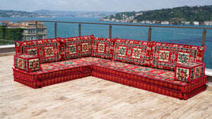 8'' Thickness L Sofa Set, Floor Couch, Oriental Floor Seating, Seating Sofa, Ethnic Sofa,Bohemian Furniture