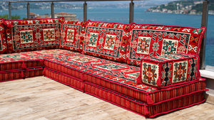 8'' Thickness L Sofa Set, Floor Couch, Oriental Floor Seating, Seating Sofa, Ethnic Sofa,Bohemian Furniture