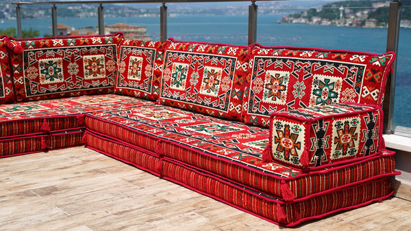 8'' Thickness L Sofa Set, Floor Couch, Oriental Floor Seating, Seating Sofa, Ethnic Sofa,Bohemian Furniture