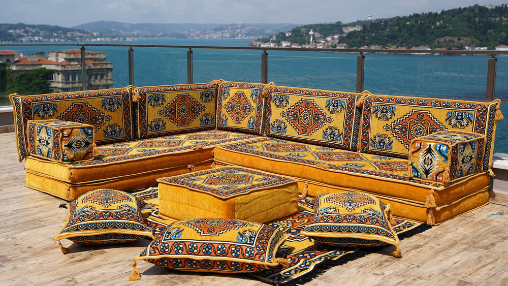 8'' Thickness L Sofa Set, Sectional Sofas, Turkish Floor Sofas, Moroccan Livingroom Sofas, Arabic Majlis