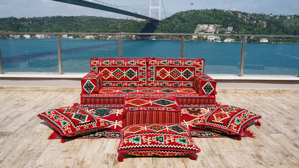 Premium Arabic Floor Sofa, Traditional Floor Couch Set, Sectional Sofas, Arabic Floor Sofa Set, Meditation Sofa with Ottoman Couch and Rug