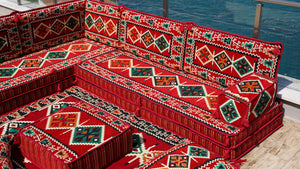 طقم أريكة بسمك 8 بوصات، طقم أريكة أرضية عربية، مقاعد أرضية شرقية، وسادة أرضية مقسمة