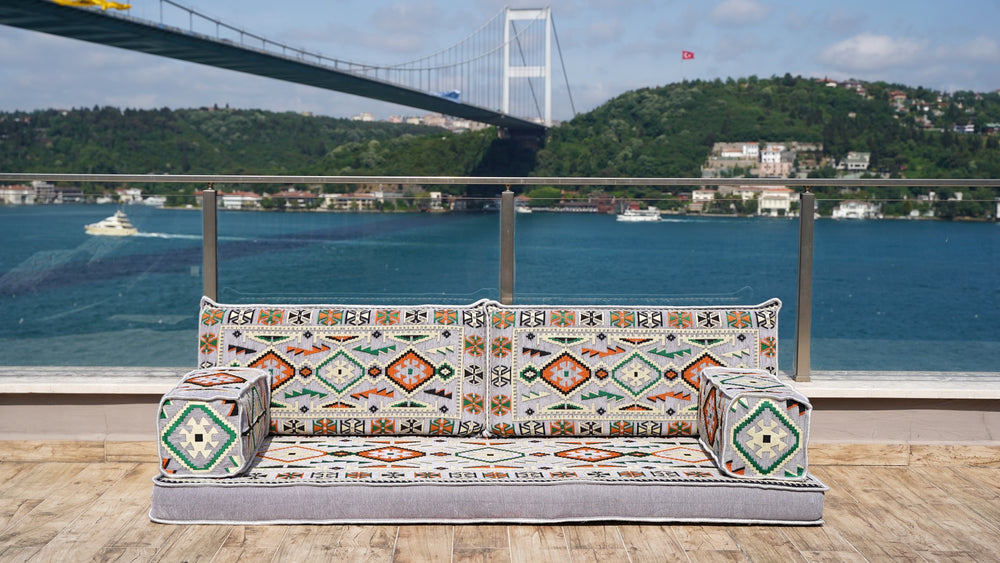 Gray Corner Sofa Seating Set, Single Arabic Sofa Set, Single Sofa Sets, Oriental Floor Seating, Living Room Sofa