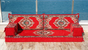 Florales arabisches Bodensofa-Set, marokkanische Heimdekor-Sofas, arabisches Majlis, türkisches Bodenkissen, Einzelschlafsofas, ethnisches Sofa