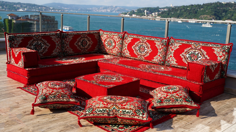 8'' Thickness L Sofa Set, Arabic Floor Sofa Set, Garden Sofas, Oriental Floor Seating, Floor Cushions, Floor Couches