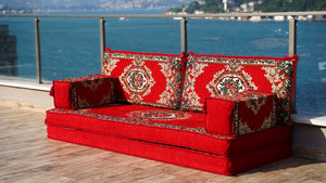 Florales arabisches Bodensofa-Set, marokkanische Heimdekor-Sofas, arabisches Majlis, türkisches Bodenkissen, Einzelschlafsofas, ethnisches Sofa