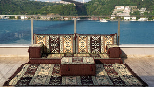 أرائك عربية، طقم أرائك أرضية فاخرة، وسائد أرضية، أرائك فناء شرفة، أريكة من البليت، أريكة عرقية، أريكة مغربية مع أريكة عثمانية وسجادة