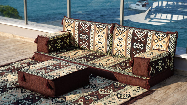 أرائك عربية، طقم أرائك أرضية فاخرة، وسائد أرضية، أرائك فناء شرفة، أريكة من البليت، أريكة عرقية، أريكة مغربية مع أريكة عثمانية وسجادة