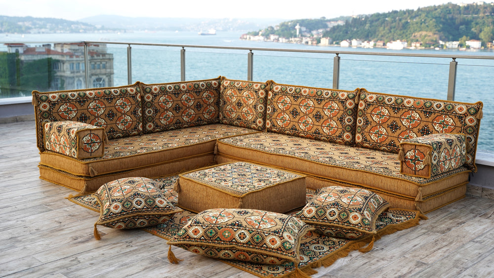 8'' Thickness L Sofa Set, Corner Seating, Arabic Sofa, Meditation Mats, Arabic Sofa,Bohemian Sectionals, Floor Cushions