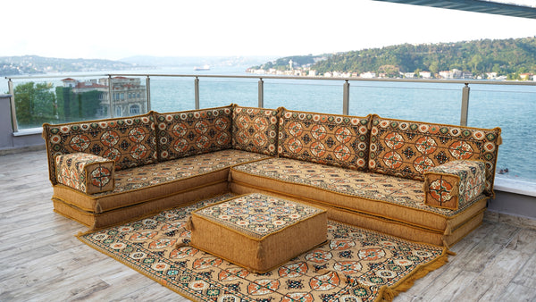 8'' Thickness L Sofa Set, Corner Seating, Arabic Sofa, Meditation Mats, Arabic Sofa,Bohemian Sectionals, Floor Cushions