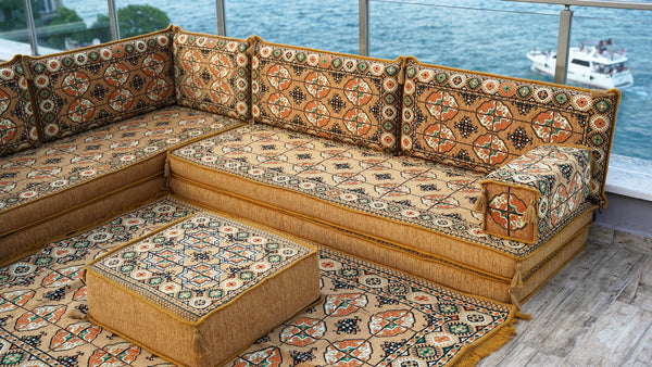 8'' Thickness L Sofa Set, Corner Seating, Arabic Sofa, Meditation Mats, Arabic Sofa,Bohemian Sectionals, Floor Cushions