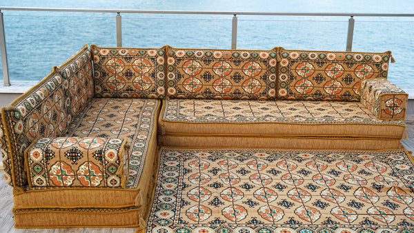 8'' Thickness L Sofa Set, Corner Seating, Arabic Sofa, Meditation Mats, Arabic Sofa,Bohemian Sectionals, Floor Cushions