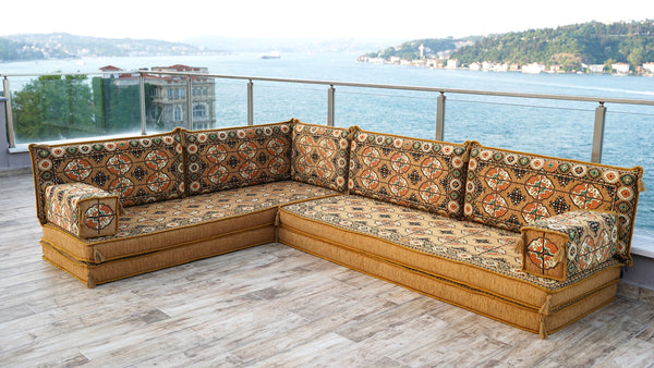 8'' Thickness L Sofa Set, Corner Seating, Arabic Sofa, Meditation Mats, Arabic Sofa,Bohemian Sectionals, Floor Cushions