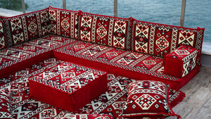 4" Thickness L Shaped Floor Couch, Arabic Sofa Seating, Floor Pillow, Corner Floor Sofa, Sectional Sofa, Patio Furniture