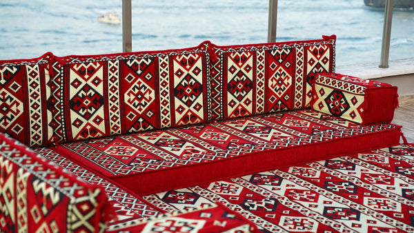 4" Thickness L Shaped Floor Couch, Arabic Sofa Seating, Floor Pillow, Corner Floor Sofa, Sectional Sofa, Patio Furniture