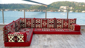 4" Thickness L Shaped Floor Couch, Arabic Sofa Seating, Floor Pillow, Corner Floor Sofa, Sectional Sofa, Patio Furniture