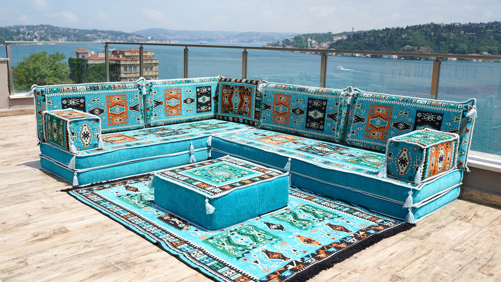 8'' Thickness L Sofa Set, Floor Couch, Moroccan Livingroom Cushions, Corner Floor Cushions, Sectional Sofa Set