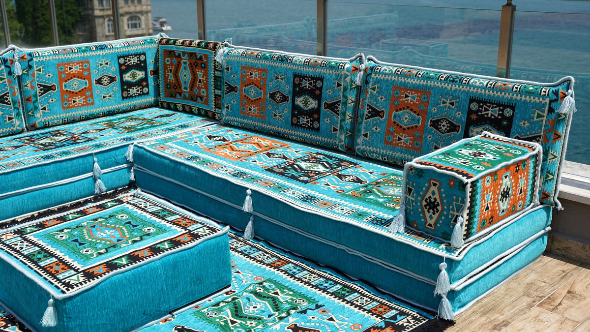 8'' Thickness L Sofa Set, Floor Couch, Moroccan Livingroom Cushions, Corner Floor Cushions, Sectional Sofa Set