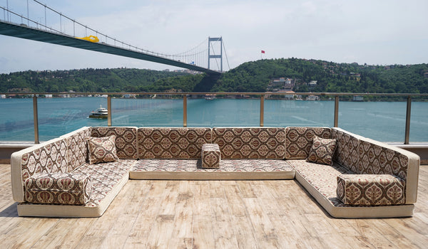 Premium U Shaped Arabic Sofa Set, Floor Cushions, Arabic Seating Floor Sofa, Backrest Pillows, Moroccan Sofas