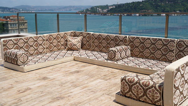 Premium U Shaped Arabic Sofa Set, Floor Cushions, Arabic Seating Floor Sofa, Backrest Pillows, Moroccan Sofas