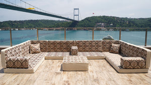 Premium U Shaped Arabic Sofa Set, Floor Cushions, Arabic Seating Floor Sofa, Backrest Pillows, Moroccan Sofas